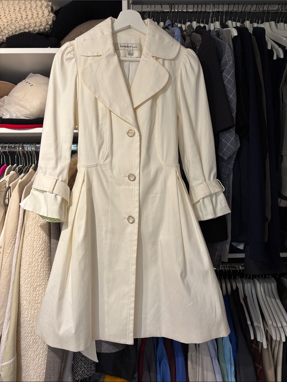 Laundry By Shelli Segal Cream A-Line Trench Coat